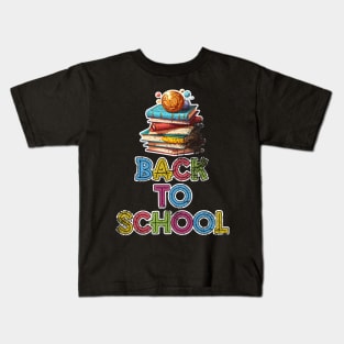 Back to School Stack of Books Distressed Type Kids T-Shirt